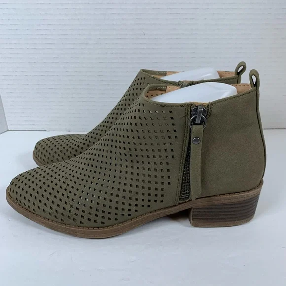Time and Tru | Shoes | Time And True Olive Green Ankle Boots Memory Foam  Womens Size 65 Zippered S76 | Poshmark